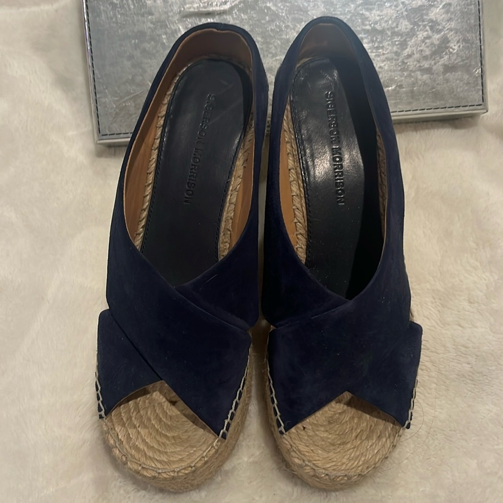 Sigerson Morrison Navy Suede Espadrilles Size 8.5